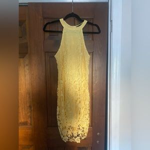 Yellow Halter Summer Cocktail Dress